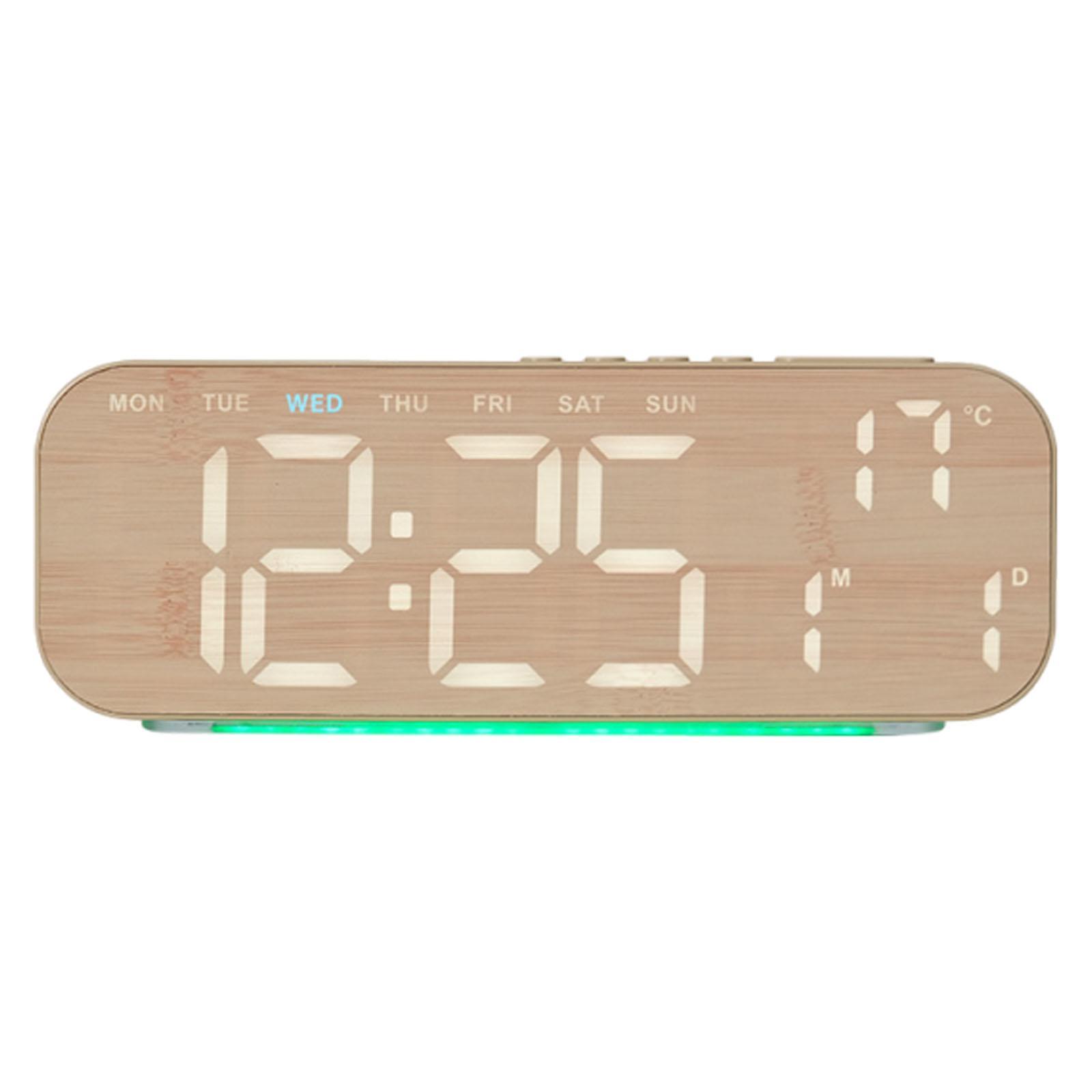 

Modern Digital Desk Clock with Dual Alarms Time Date Temperature Display for Office Bedroom Bedside Table коричневий