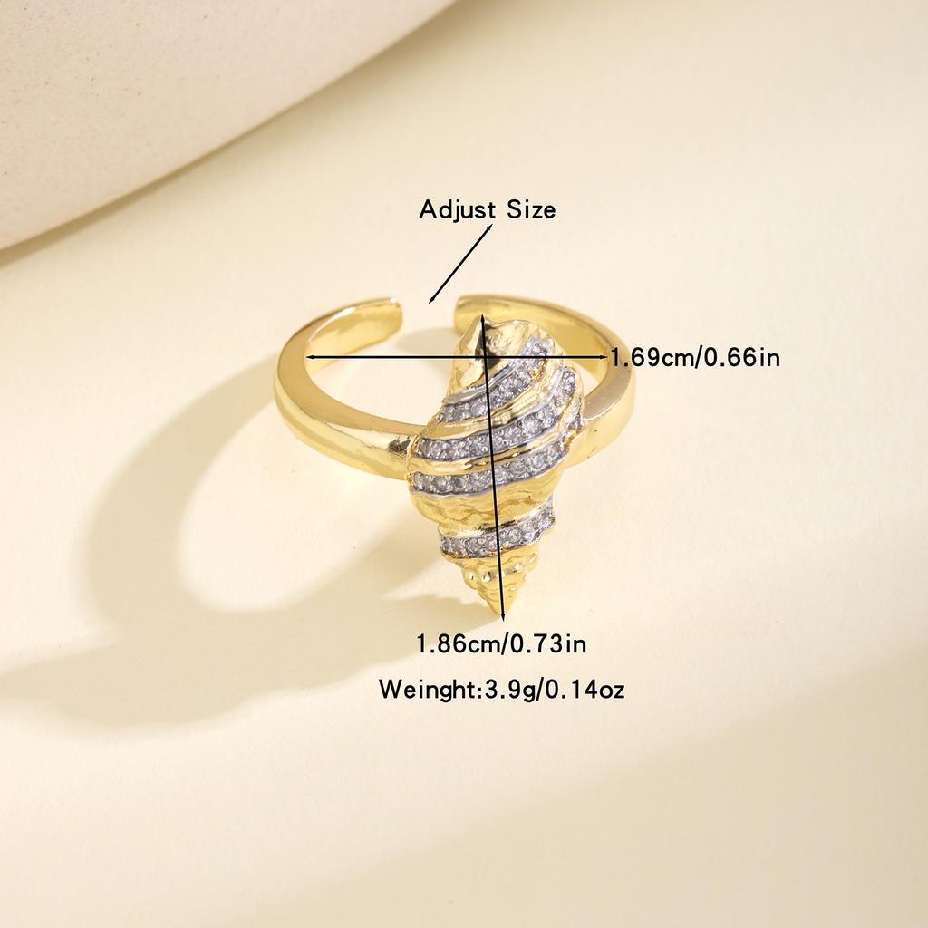 Nidin Trendy Two-Tone Plating Conch Shell Starfish Open Ring Adjustable For Women Minimalist Design Fashion Beach Jewelry Gifts