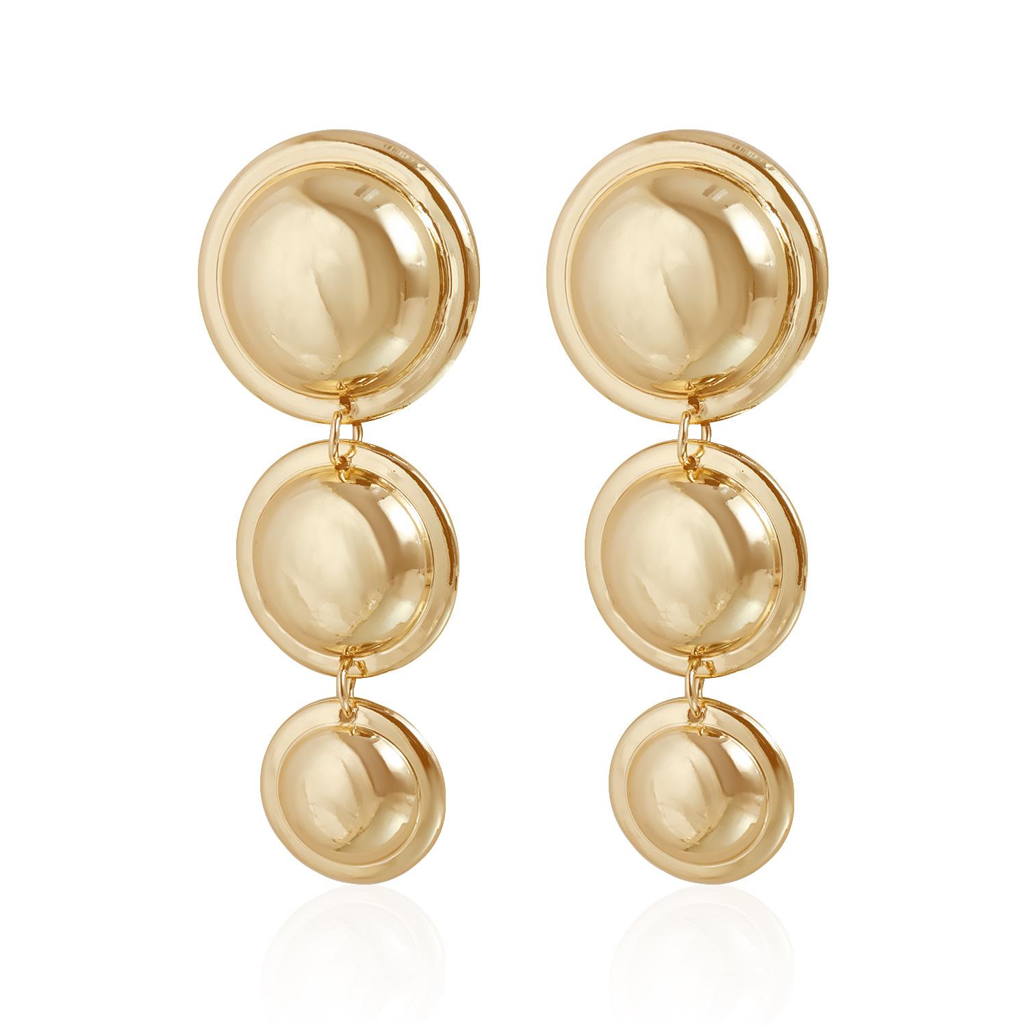 Exaggerated geometric disc Y-shaped necklace ins retro metallic party dress accessories