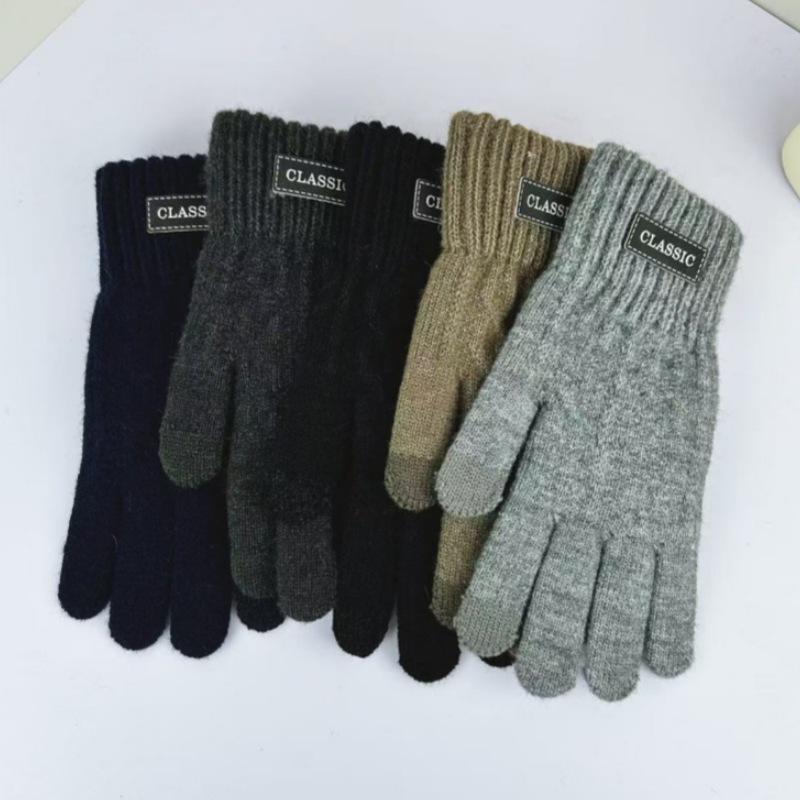 WTEMPO Men's Winter Knitted Touch Screen Full Finger Cold Resistant Thick Gloves