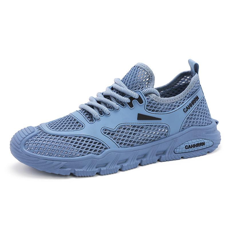 Fashion Mesh Sneakers for Men Handmade Shoes Men Blue Sneakers Outdoor Summer Comfortable Transparent Mesh Walking Shoes Korean Edition
