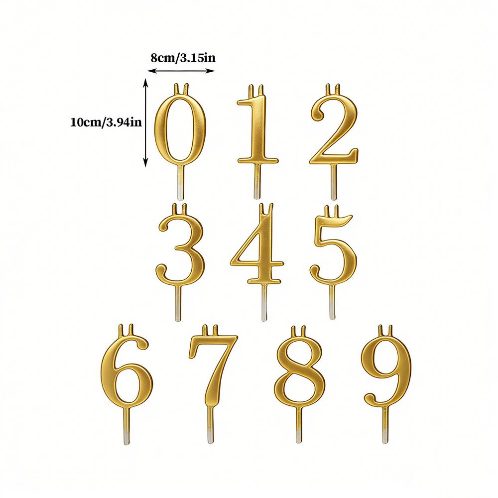 10pcs Birthday Cake Candle Holder Set 0-9 Number Steady Birthday Cake Topper Decorations Metal Number Candle Holders