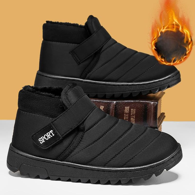 

Зимние сноубутсы мужские водонепроницаемые повседневные хлопковые ботинки на плоской подошве удобная мужская обувь ботильоны женские 42 чёрный