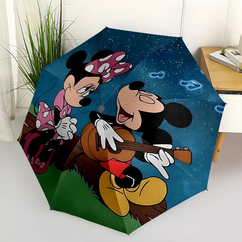 

Mickey Mouse, Minnie Mouse Themed Automatic Opening and Closing Umbrella, Brightly Colored 8-rib Portable Umbrella, Suitable for Men and Wom