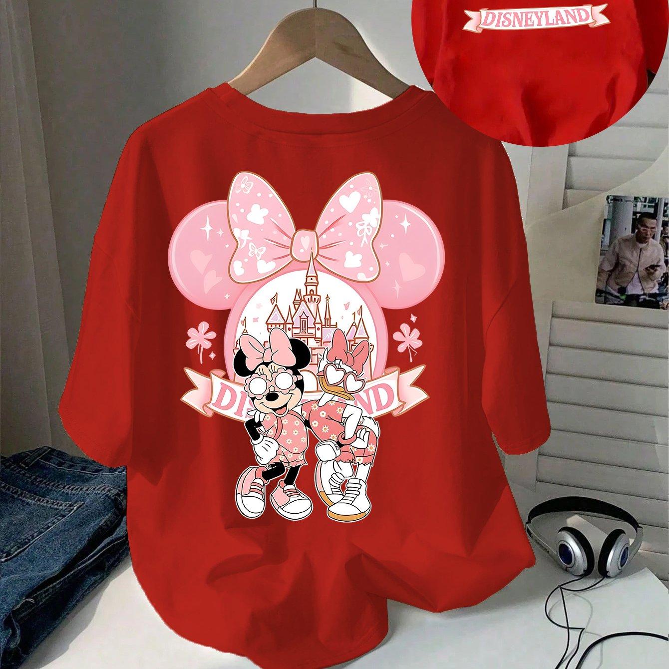 Minnie Daisy Doublesided Printed Womens Pure Cotton Unisex Four Season Pure Cotton Bottom Shirt Retro Clothing S