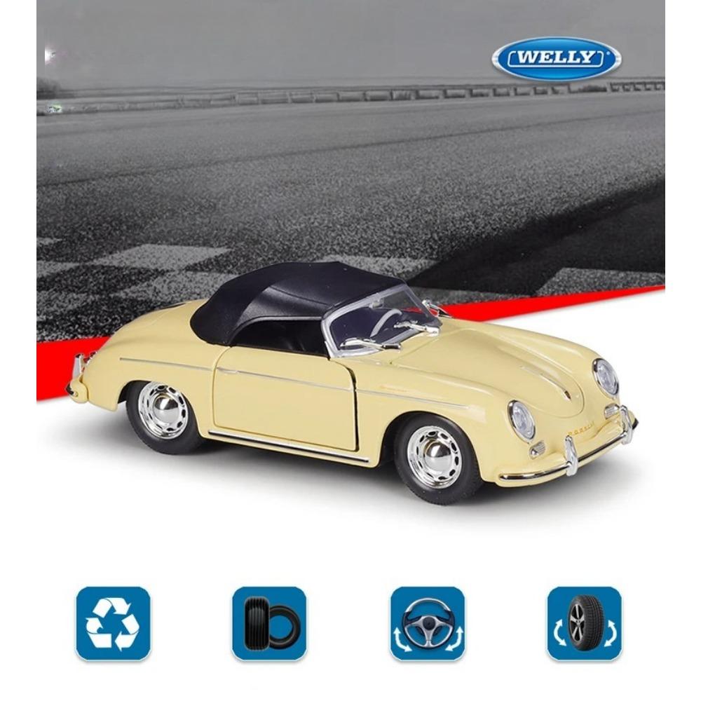 Welly 1/24 Porsche 356A Speedster 1600 Super Alloy Sports Car Model Diecast Metal Racing Car Model Simulation Childrens Toy Gift