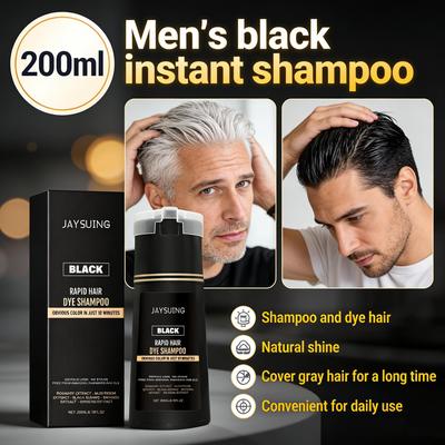 Men Black Instant Shampoo Natural Shine Nourishing Hair Color Shampoo No Mess Home Use 200ML