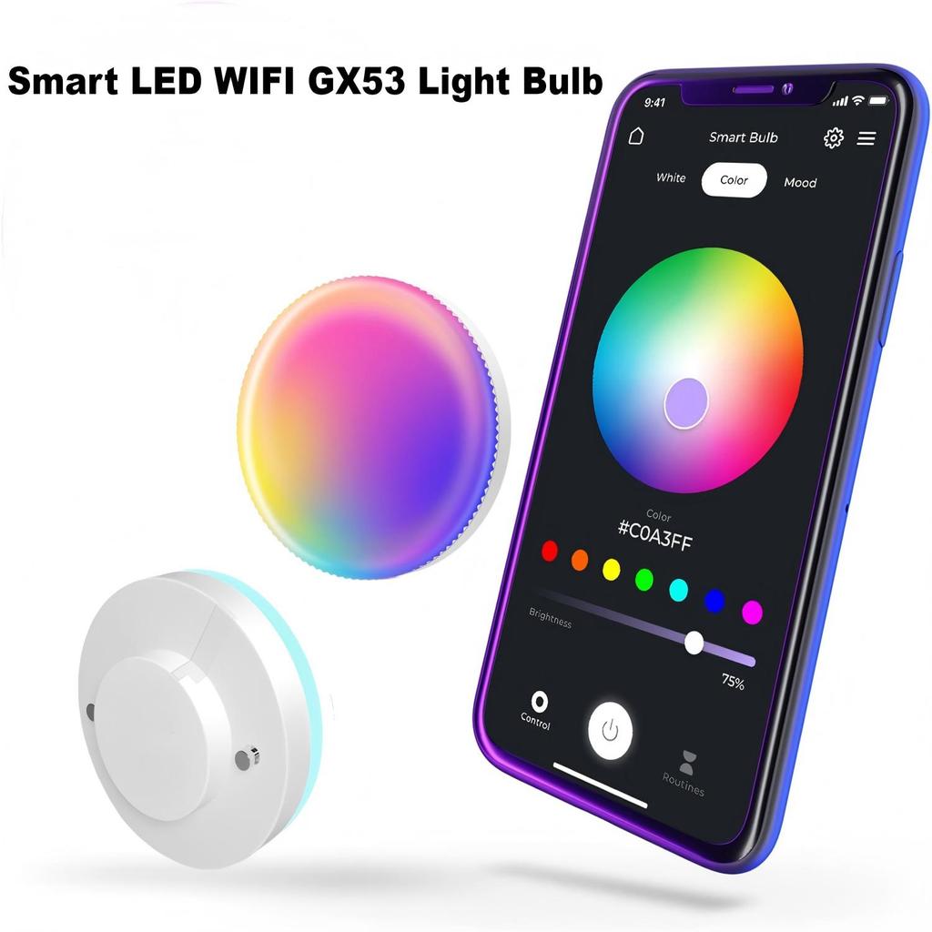 GX53 LED Light Bulb 12W Daylight White 6000K Replacement Traditional Halogen GX53 Spotlight, Under Cabinet Light, LED Puck Light