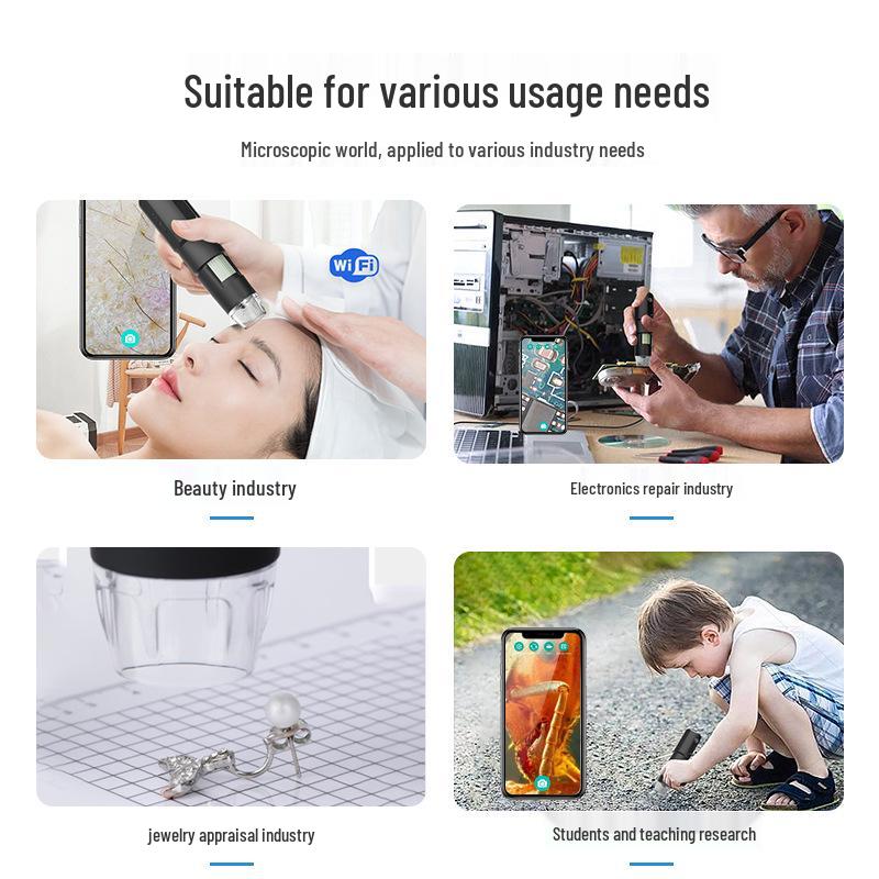 Wireless Digital Microscope for Mobile Phone and Computer – Ideal for Industrial Repairs, Circuit Boards, Printing, and Textile Inspection.