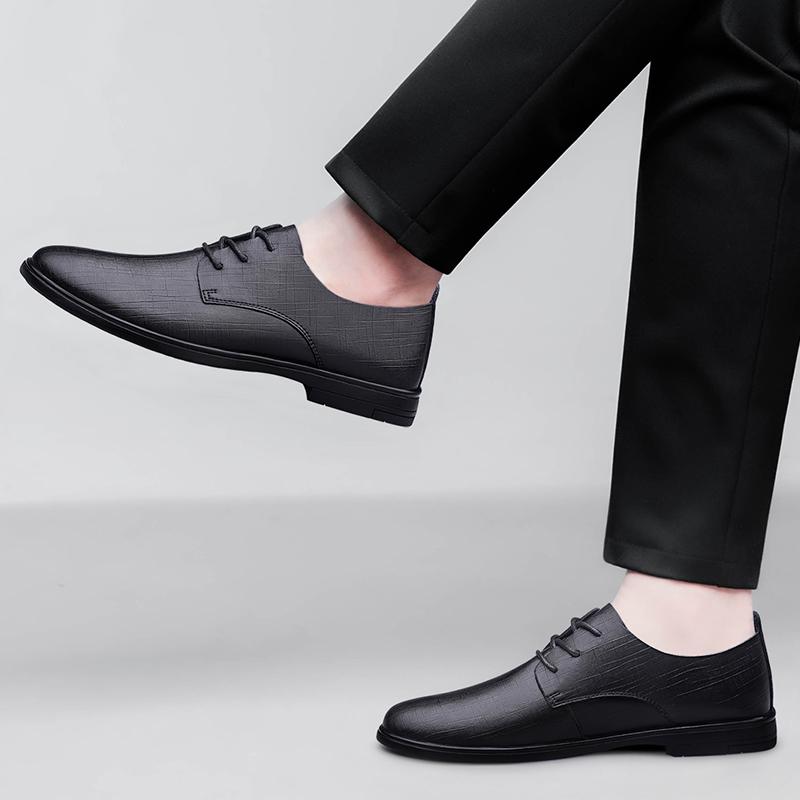 Men Summer Oxford Shoes Leather Breathable Comfortable LaceUp Fashionable New Black Classic Lace Two Layer Cowhide Hollow Small