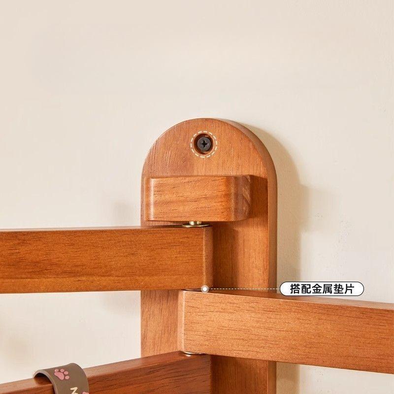 Wall mounted coat and hat rack, solid wood storage rack, bedroom rotating vertical hanging bag rack