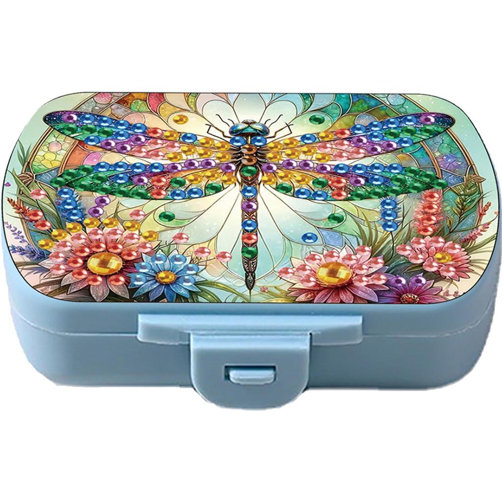 Heart 5D DIY Diamond Painting Dot Pill Case Diamond Painting Pill Dispenser 6 Grid Moisture-proof Pill Organizer for Art Craft