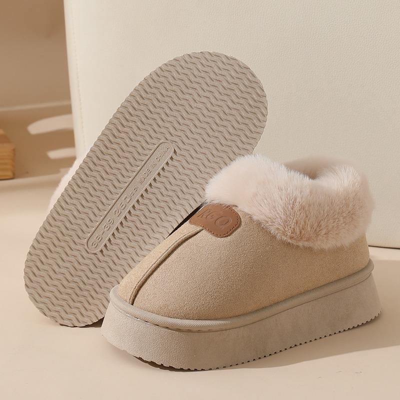 New cotton slippers for women to wear in winter, thick-soled piled and thickened non-slip, warm at home, wool bag and cotton shoes