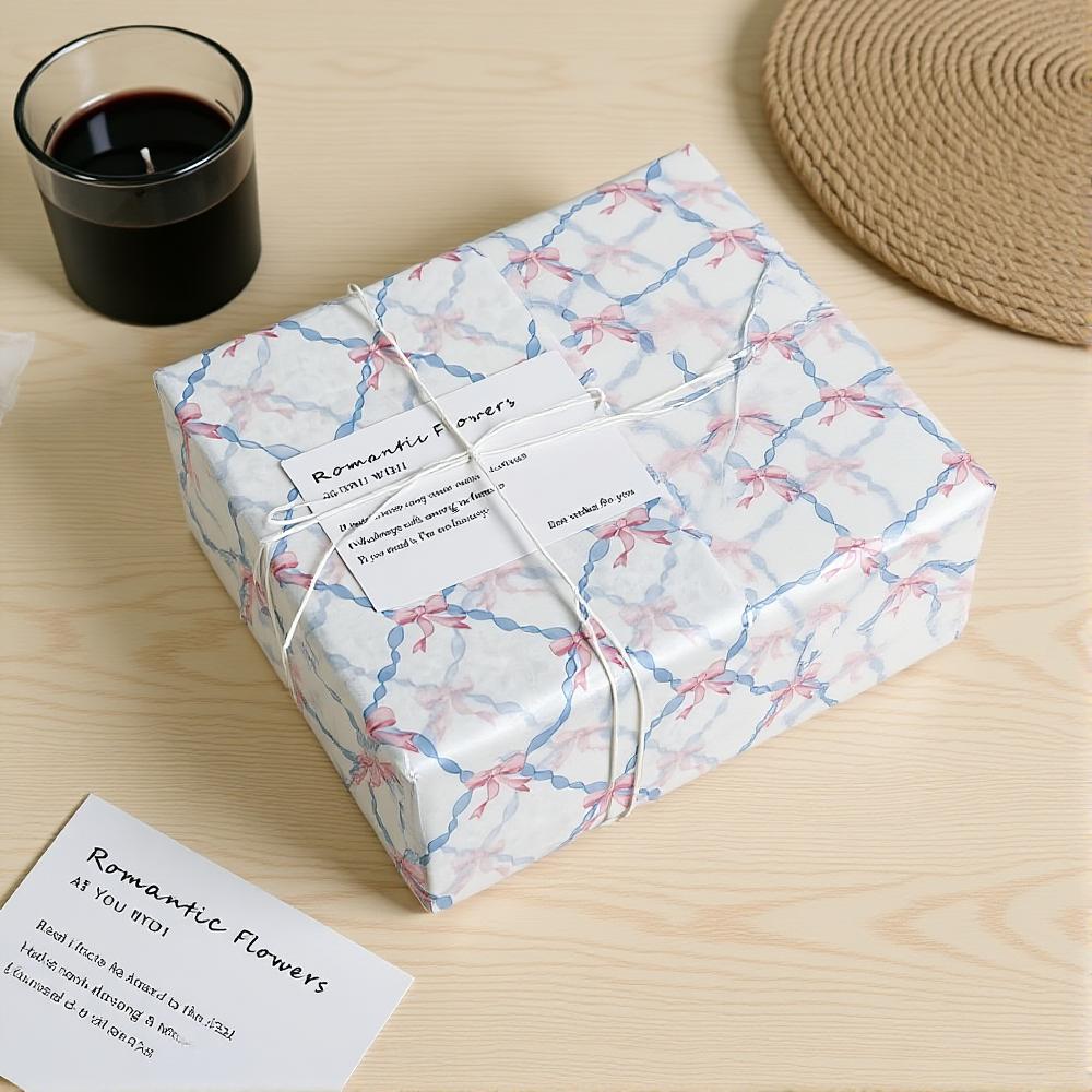 10 Sheets 50x35cm Bowknot Tissue Paper Gift Wrapping Paper Silver Snowflake Strawberry Flower Bouquet Packaging Decoration Paper