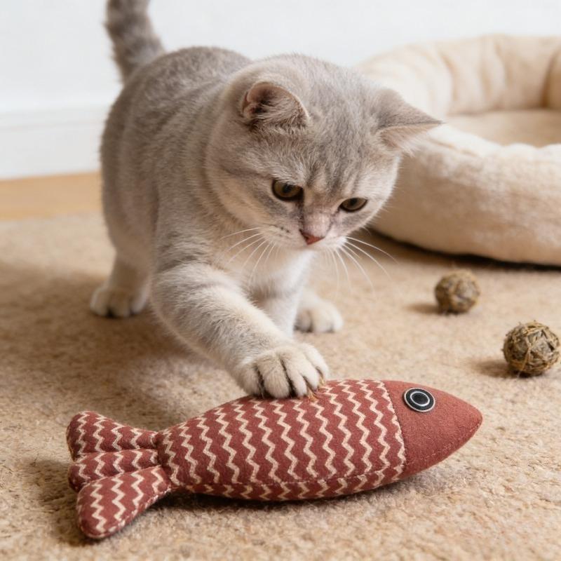 Cat Toys Soft Linen Interactive Play Toy Indoor Exercise Pet Accessory with Catnip for Kitten Daily Entertainment