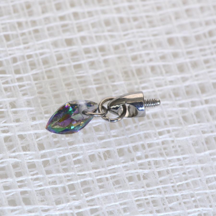 F136 Titanium Teardrop Bullet Head Lip Stud with Crystal Zircon Pendant for Ear Cartilage Piercing