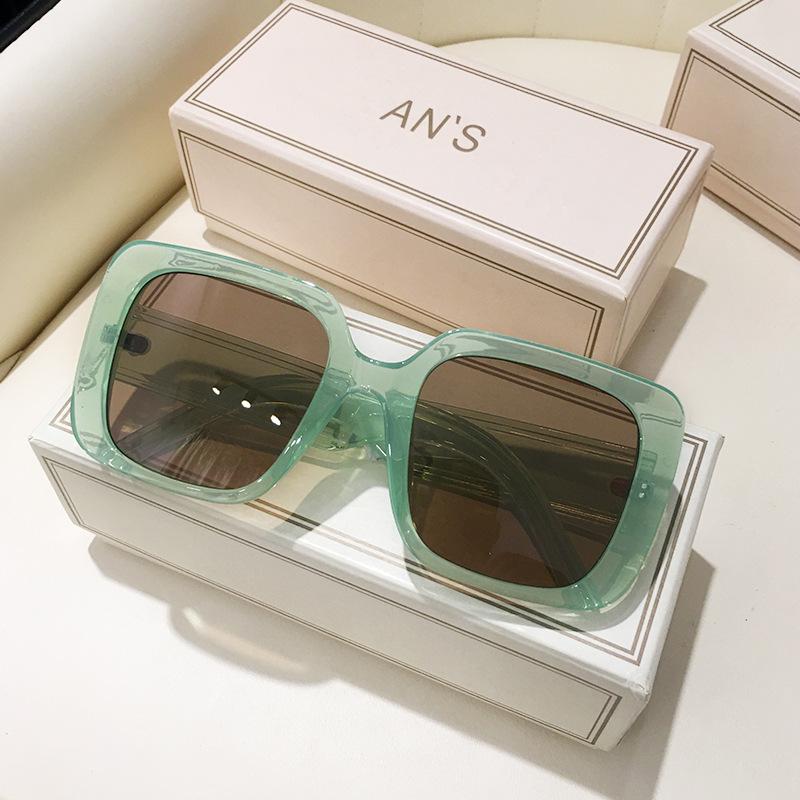 Large Square Sunglasses, Women'S White Frame, Big Face, Thin Pink Yellow, Advanced Face, Small Face, Sunglasses Tide