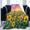 Sunflower Flannel Throw Blanket King Queen Full Size for Bed Sofa Couch Blanket Beautiful Plant Pattern Lightweight Warm Soft