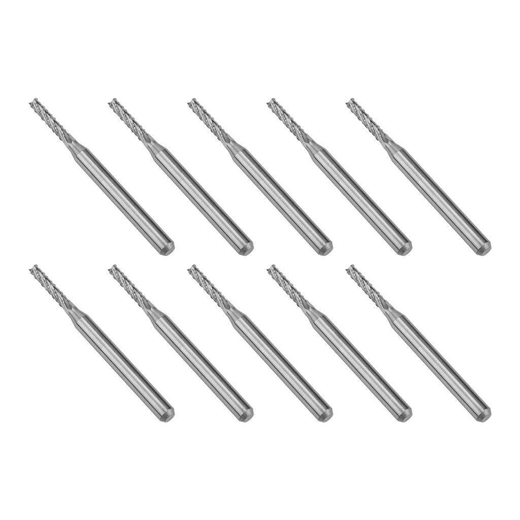 10 Pcs Carbide End Mill Engraving Bits Suitable for PCB and Various Materials
