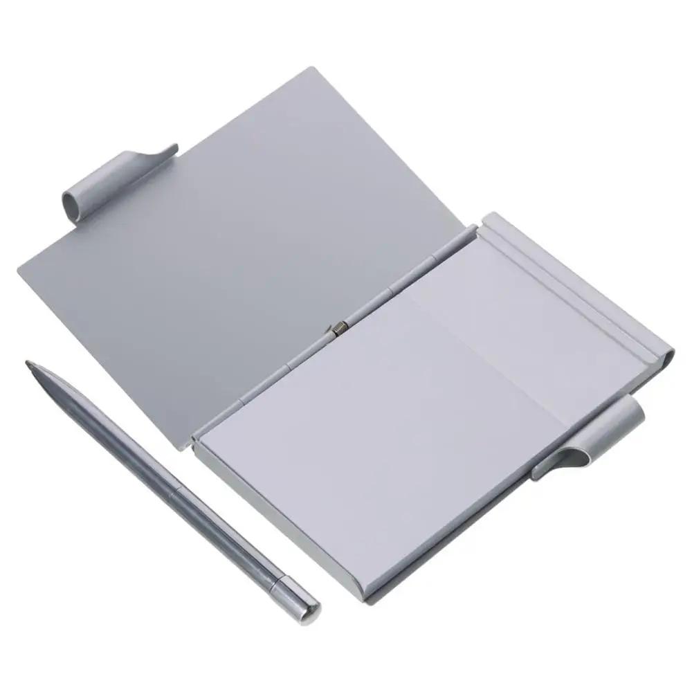 

Lightweight Metal Pocket Notebook Aluminum with Pen and Refillable Paper Mini Notepad Portable Travel Notepad with Pen Holder серебряный