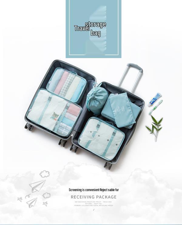 Set da Viaggio da 7 Pezzi: Organizzare Abbigliamento, Articoli da Toeletta e Biancheria Intima per Viaggi di Lavoro