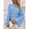Solid Cut Out Knitted Pullover Sweater, Elegant Flared Sleeve Sweater, Women's Clothing