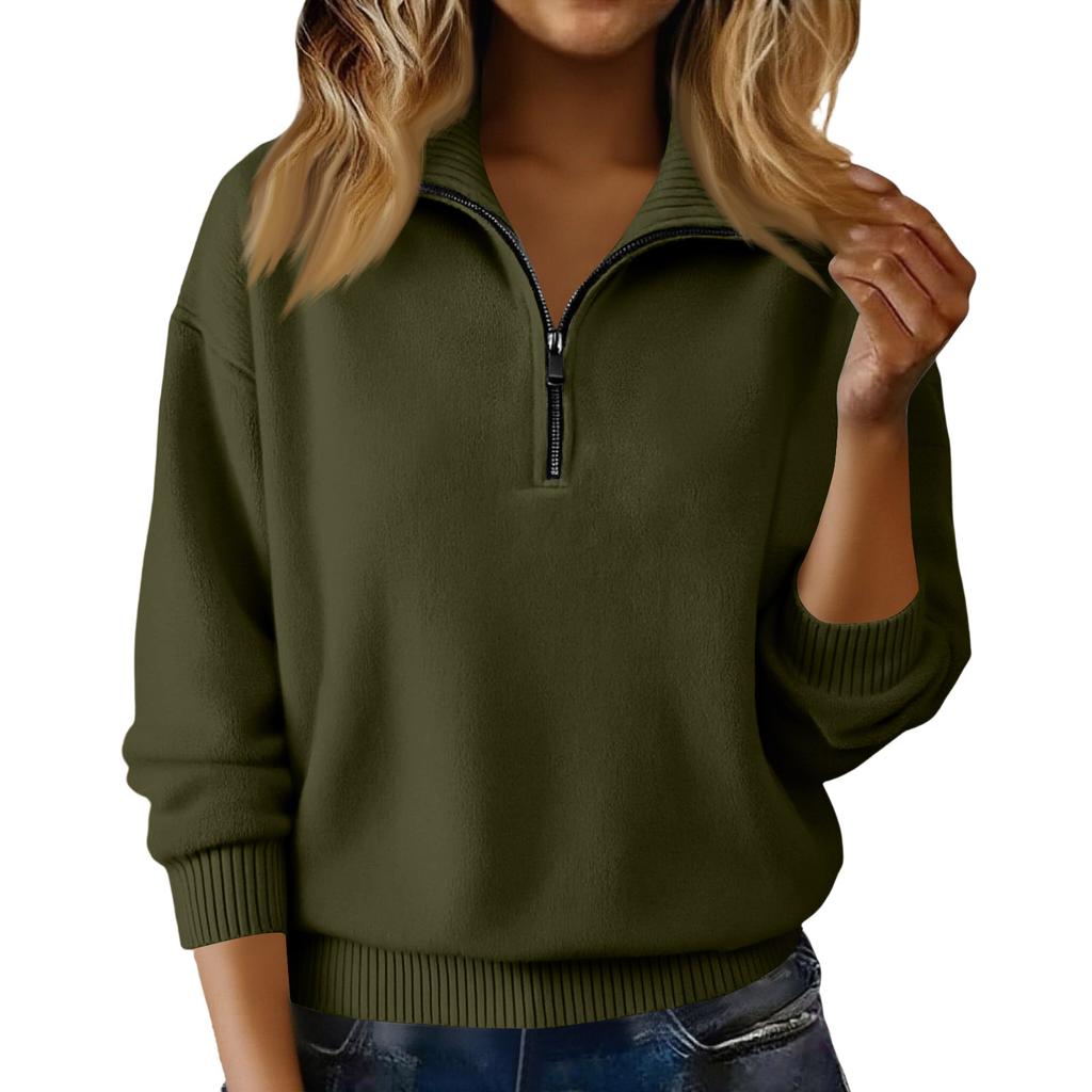 Pulls Pour Femmes Zippé Manches Longues Coupe Ample Pull