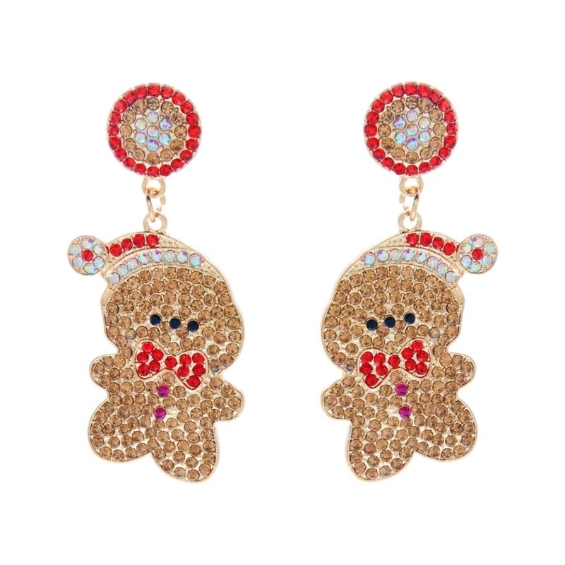 Festive Enamel Earrings for Christmas Gatherings, Gold Tone Statement Pair with Holiday Detail for Winter Looks