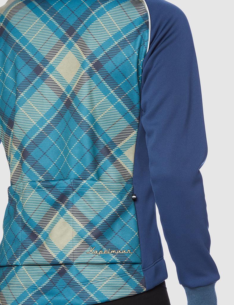 Kapelmuur Retro Navy Size Cycling Jacket for Jacket, Check, L, Fall/Winter (5°C-15°C)