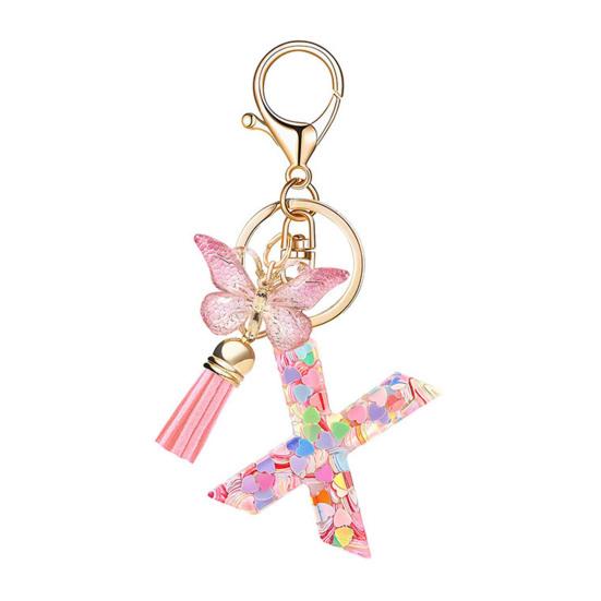 Heart Keyring Keychain Pendant Epoxy Resin Pink 10.7 Cm/4.21 In 1 Pc