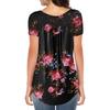 Women's Summer Casual Flower Print Short-sleeved Loose  A-line Swing Top