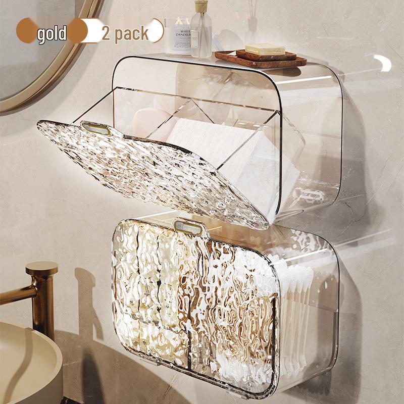 Wall-Mounted Transparent Storage Box for Cotton Pads, Lipstick, Rubber Bands, and Swabs
