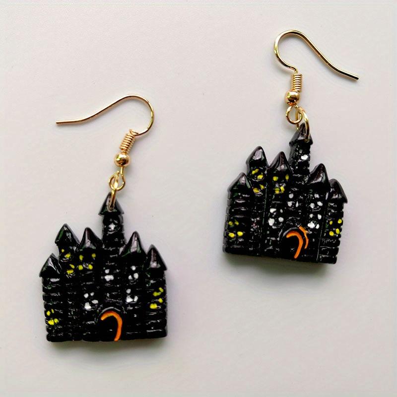 Halloween Ghost Castle Pumpkin Skeleton Evil Bat Personality Punk Hip Hop Party Popular Jewelry Earrings Halloween Day Earrings