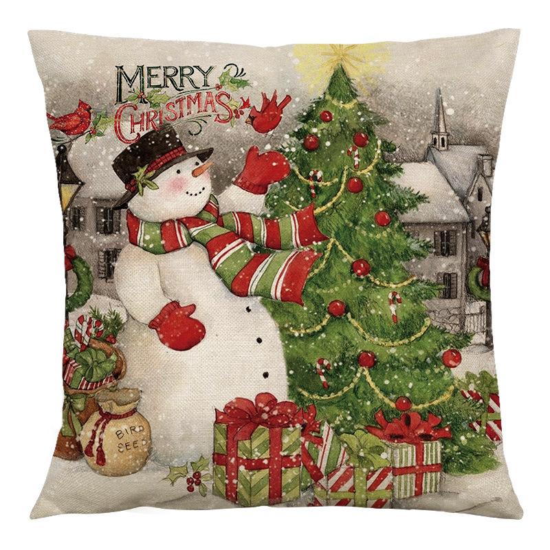 Throw Pillow Case Retro Christmas Cartoon Living Room Bedroom Cushion Pillow