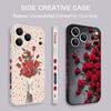 Étui Cordon Motif Fleurs Roses Rouges Pour iPhone 17 Pro Max Funda iPhone 16 15 14 13 Pro Max 11 16E 17E Coque Souple en Silicone