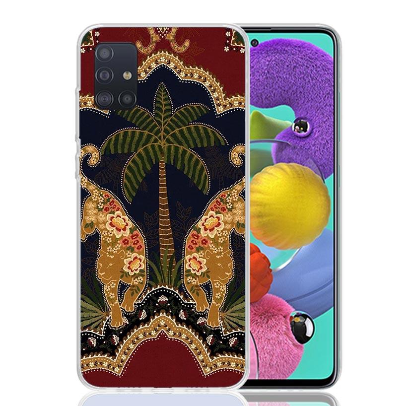 African Style Fabric Pattern Phone Case For Samsung Galaxy A52 A32 A22 A12 A02S A50S A30S A51 A31 AA71 Note 20 Ultra 10 S10 Plus