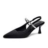 French elegant women's shoes pointed toe thin heel new white bridesmaid shoes with rhinestone temperament women's bag head sandals