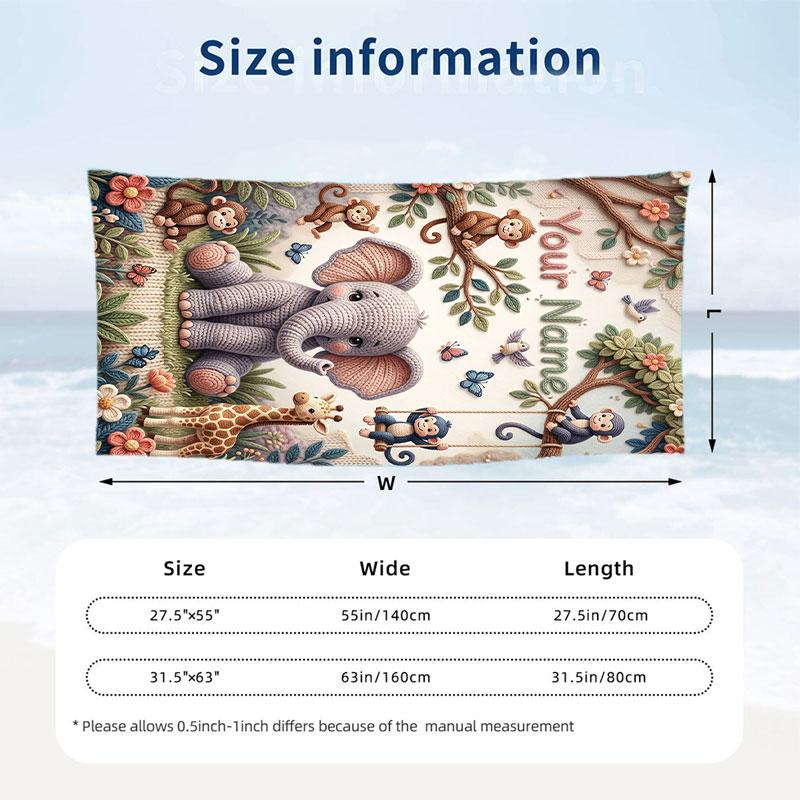Adventure Journey Theme Beach Towel Personalized Custom Name & Text Soft Quick Dry Beach Towel for Swimming Travel