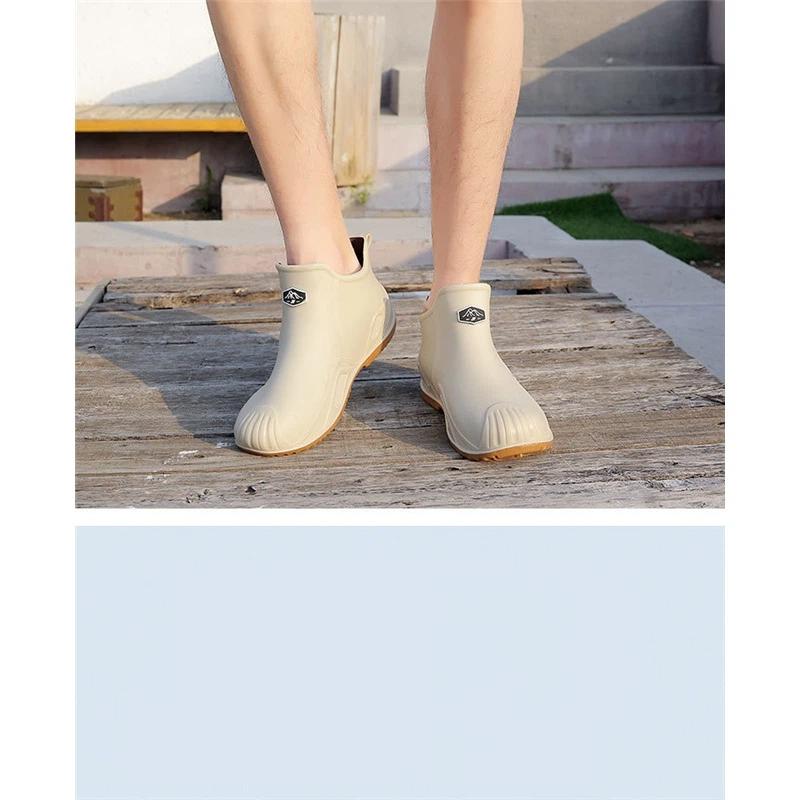 Pánské módní venkovní krátké holínky voděodolné a protiskluzové