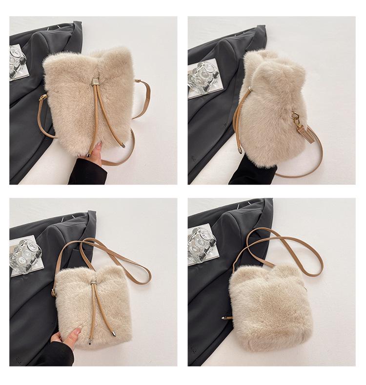 Damen 2025 Flauschige Fell Bucket Bag – Herbst/Winter Schulter Crossbody