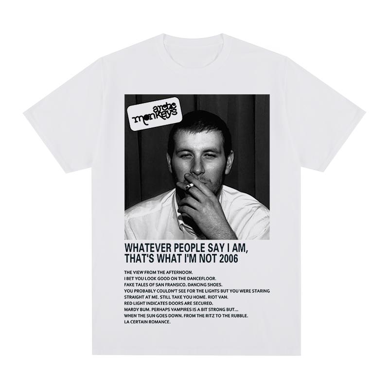 English rock Band Vintage Tshirt Arctic Monkeys Alex turner Harajuku Streetwear Cotton Men T shirt New Tee Tshirt Womens Tops S