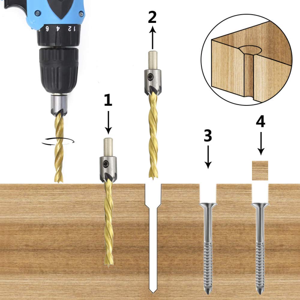 4Pcs HSS Titanium Countersink Drill Bit Set Drill Press Set Chamfer Reamer 3mm 4mm 5mm 6mm
