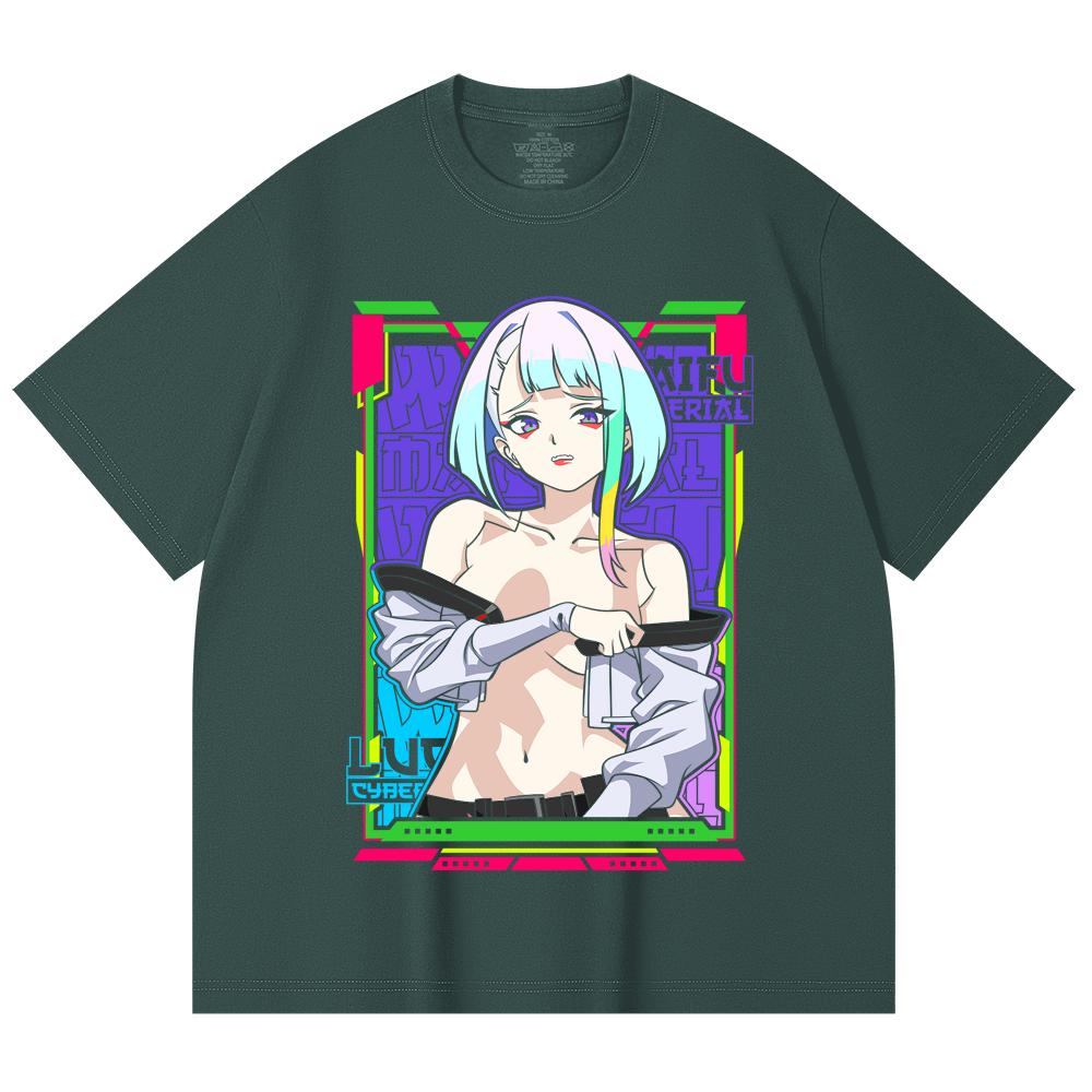 230 Gsm 100% Cotton Cyberpunk V11 Lucy Waifu Print Unisex Heavy Cotton T Shirt