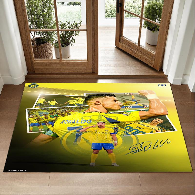 Cristiano Ronaldo Design Crystal Velvet Rug Soft Decorative Mat for Bedroom Entrance