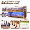 Yorbay Casier à Bouteilles Mural avec Éclairage LED, Étagère à Vin avec Distributeurs de Boissons, Porte-Bouteilles et Porte-Verres