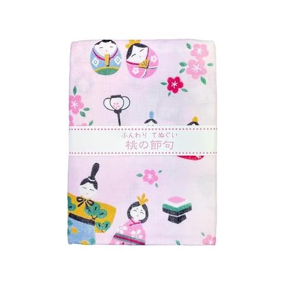 Yamamoto Jin Shoten Fluffy Tenugui Hand Towel - Hinamatsuri (Girls Day) - Double Gauze, 100% Cotton, Made in Japan