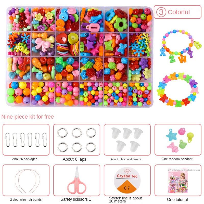Children's Handmade Beaded Girls Wear Beads Educational Toys Diy Jewelry Bracelet Necklace Jewelry Around Beads Beads Set
