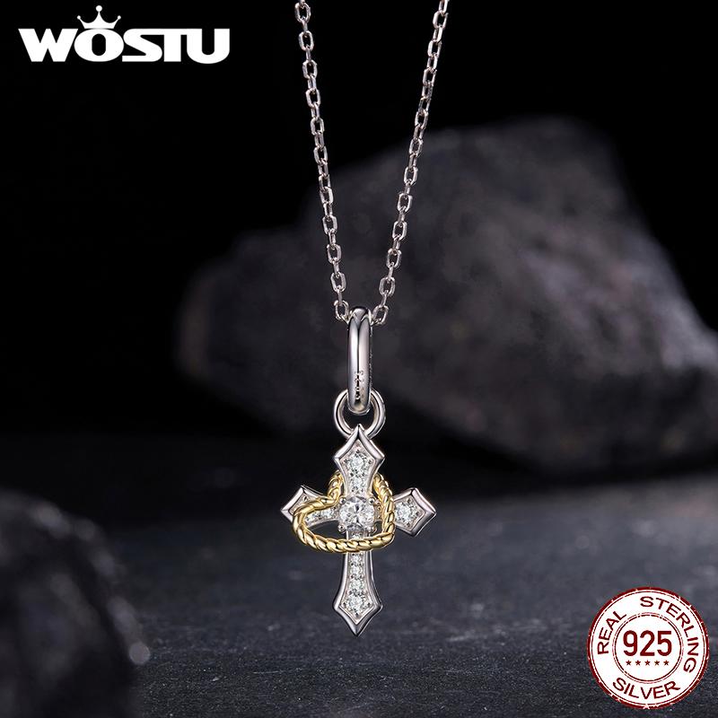 WOSTU 925 Sterling Silver Virgin Mary Pendant Cross Charms Wings of Protection Beads Fit Original Bracelet Necklace DIY Gift
