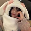 Women's Winter Rabbit Plush Hat, Scarf & Gloves Set - Cute, Thick, and Windproof.