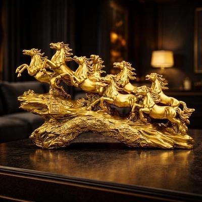 7 Løbende Heste Statue Vasu Feng Shui Hest Showpiece til Hjemmekontorindretning Symbol på Succes, Velstand Held Godt Dekorativ Hesteskulptur
